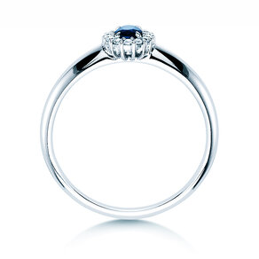 Engagement ring Jolie in 18K white gold with sapphire 0.25ct and diamonds 0.06ct