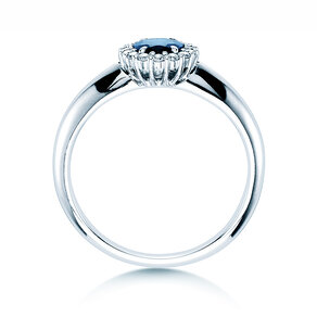 Engagement ring Windsor in 14K white gold with sapphire 0.60ct and diamonds 0.12ct