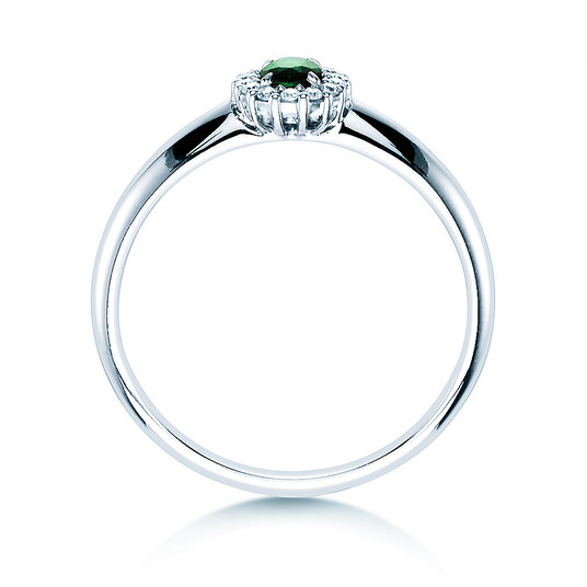 Engagement ring Jolie in platinum 950/- with emerald 0.25ct and diamonds 0.06ct