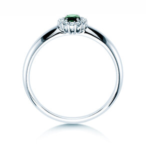 Engagement ring Jolie in 14K white gold with emerald 0.25ct and diamonds 0.06ct