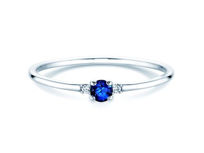 Engagement ring Vivid Petite in 14K white gold with sapphire 0.08ct and diamonds 0.02ct