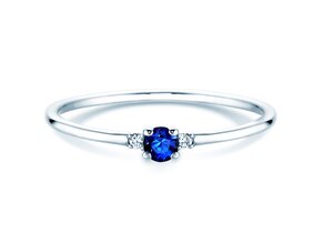 Engagement ring Vivid Petite in 14K white gold with sapphire 0.08ct and diamonds 0.02ct