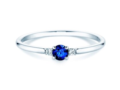 Engagement ring Vivid Petite in 14K white gold with sapphire 0.16ct and diamonds 0.04ct