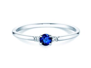 Engagement ring Vivid Petite in 14K white gold with sapphire 0.16ct and diamonds 0.04ct