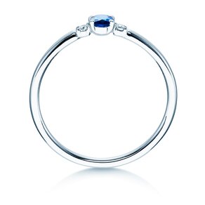 Engagement ring Vivid Petite in 14K white gold with sapphire 0.16ct and diamonds 0.04ct