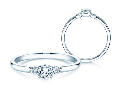 Engagement ring Vivid Petite Diamond in 14K white gold with lab-grown diamonds 0.30ct E/VS