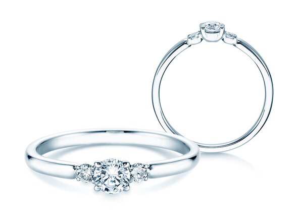 Engagement ring Vivid Petite Diamond in 14K white gold with lab-grown diamonds 0.30ct E/VS