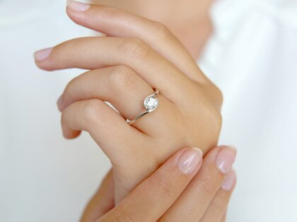 Engagement ring Touch in 14K white gold with lab-grown diamond 0.50ct E/VS