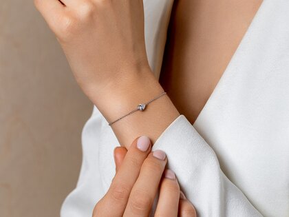 Bracelet Diamond Drop in 18K white gold with 1 diamond 0.25ct G/SI, 18cm