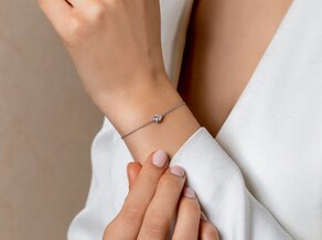 Bracelet Diamond Drop in 18K white gold with 1 diamond 0.25ct G/SI, 18cm