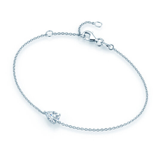 Bracelet Diamond Drop in 18K white gold with 1 diamond 0.25ct G/SI, 18cm