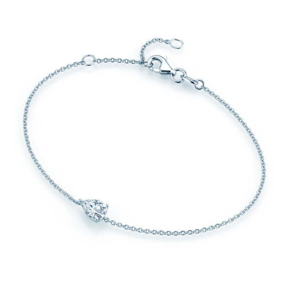 Bracelet Diamond Drop in 18K white gold with 1 diamond 0.25ct G/SI, 18cm
