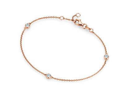 Bracelet Leon 14K rosé gold 3 diamonds 0.09ct