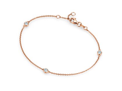 Bracelet Leon 14K rosé gold 3 diamonds 0.09ct