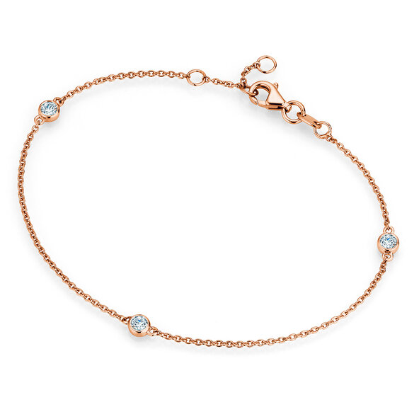 Bracelet Leon 14K rosé gold 3 diamonds 0.09ct