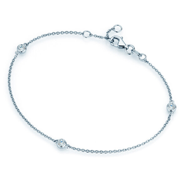 Bracelet Leon 14K white gold 3 diamonds 0.09ct G/SI, 18.5cm