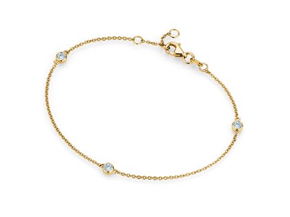 Bracelet Leon 14K yellow gold 3 diamonds 0.09ct G/SI, 18.5cm