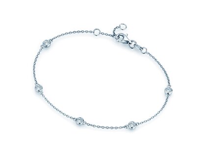 Bracelet Leon Lab-grown diamond in 18K white gold with 5 lab-grown diamonds 0.15ct E/VS, 18.5cm