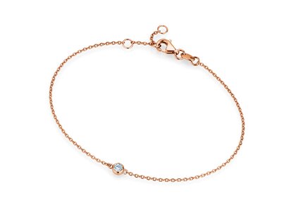 Bracelet Leon Lab-grown diamond in 14K rosé gold with 1 lab-grown diamond 0.15ct