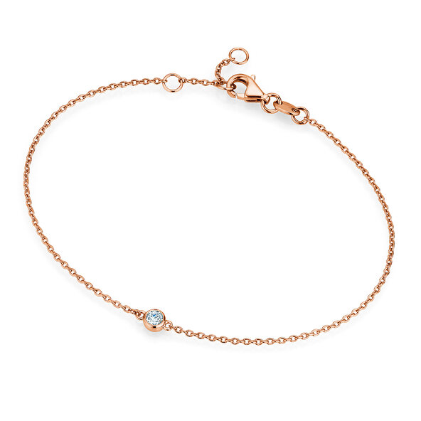 Bracelet Leon Lab-grown diamond in 14K rosé gold with 1 lab-grown diamond 0.15ct