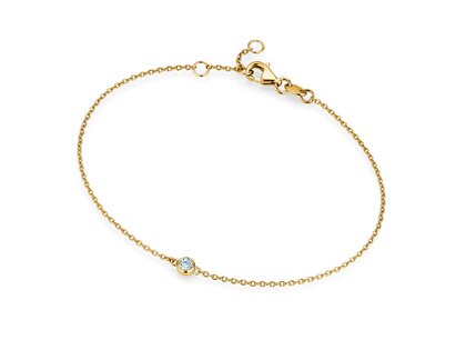 Bracelet Leon Lab-grown diamond in 9K yellow gold with 1 lab-grown diamond 0.03ct E/VS, 18.5cm
