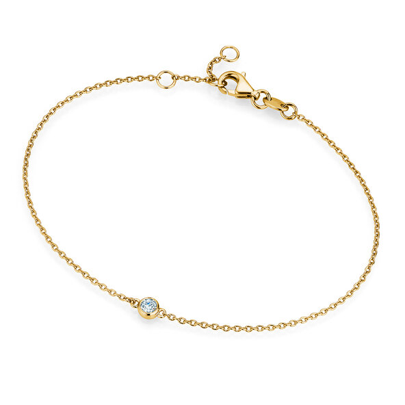 Bracelet Leon Lab-grown diamond in 9K yellow gold with 1 lab-grown diamond 0.03ct E/VS, 18.5cm