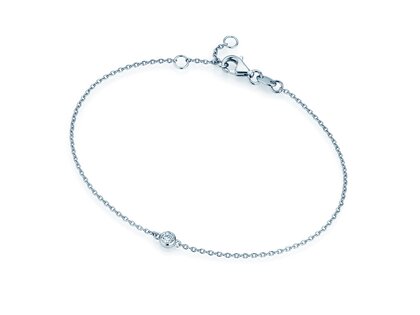 Bracelet Leon Lab-grown diamond in 14K white gold with 1 lab-grown diamond 0.03ct E/VS, 18.5cm