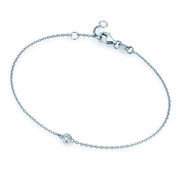 Bracelet Leon Lab-grown diamond in 14K white gold with 1 lab-grown diamond 0.03ct E/VS, 18.5cm