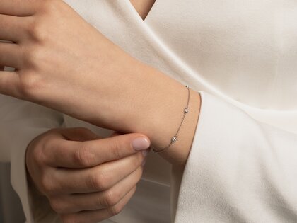 Bracelet Leon Lab-grown diamond in 18K white gold with 5 lab-grown diamonds 0.15ct E/VS, 18.5cm