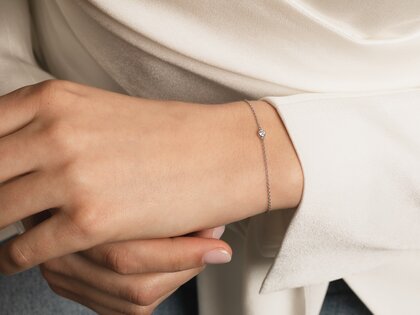 Bracelet Leon Lab-grown diamond in 9K yellow gold with 1 lab-grown diamond 0.03ct E/VS, 18.5cm