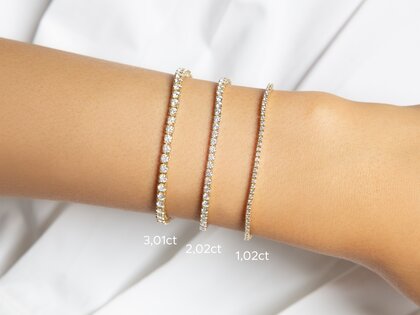 Tennis Bracelet Modern in 18K yellow gold with 75 natural diamonds 2.02ct G/SI, 17cm