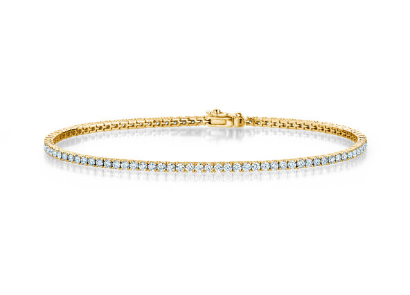 Tennis Bracelet Modern in 18K yellow gold with 75 natural diamonds 2.02ct G/SI, 17cm