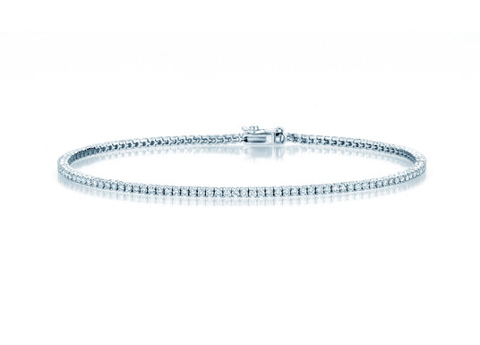 Tennis Bracelet Modern in 18K white gold with 98 natural diamonds 1.02ct G/SI, 17cm