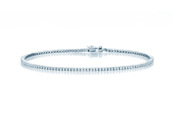 Tennis Bracelet Modern in 18K white gold with 98 natural diamonds 1.02ct G/SI, 17cm