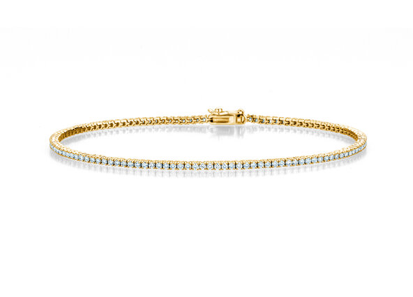 Tennis Bracelet Modern in 18K yellow gold with 98 natural diamonds 1.02ct G/SI, 17cm