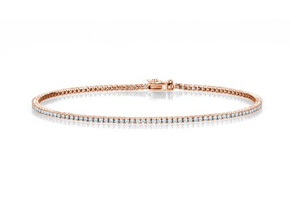 Tennis bracelet Modern in 18K rosé gold with 98 diamonds 1.02ct G/SI, 17cm