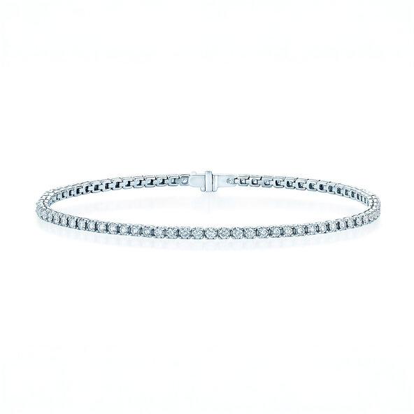 Tennis Bracelet Clean in 9K white gold with diamond 1.46ct G/SI, 16.5cm