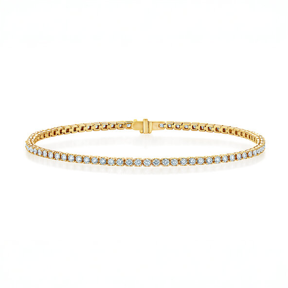 Tennis Bracelet Clean in 9K yellow gold with lab-grown diamonds 1.46ct E/VS, 16.5cm