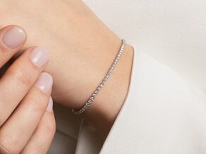 Tennis Bracelet in 18K white gold with 74 diamonds 1.25ct G/SI, 16cm