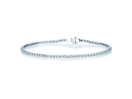 Tennis Bracelet in 18K white gold with 74 diamonds 1.25ct G/SI, 16cm