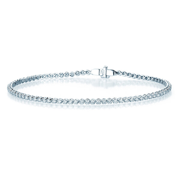 Tennis Bracelet in 18K white gold with 74 diamonds 1.25ct G/SI, 16cm