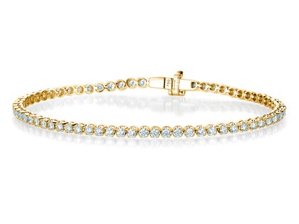 Tennis Bracelet in 18K yellow gold with 49 diamonds 3.15ct G/SI, 17.5cm