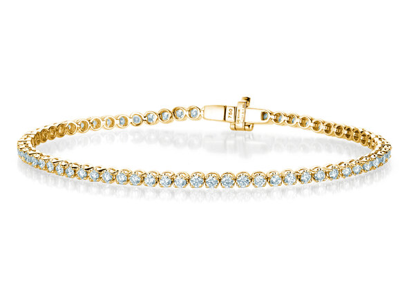 Tennis Bracelet in 18K yellow gold with 49 diamonds 3.15ct G/SI, 17.5cm
