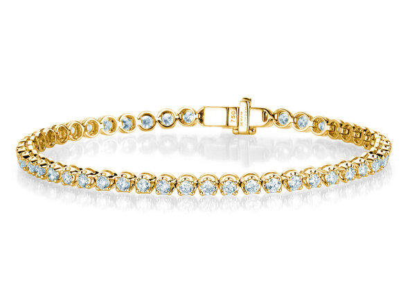Tennis Bracelet in 18K yellow gold with 43 diamonds 4.7ct G/SI, 17cm
