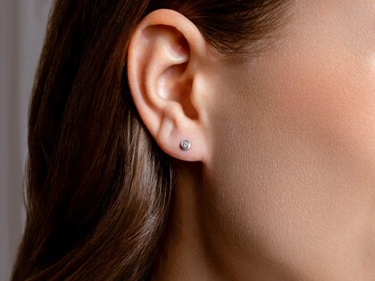 Ear studs Diamond Bowl in 14K white gold with diamonds 0.10ct G/SI