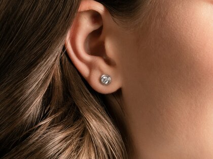 Ear studs Diamond Bowl in 9K yellow gold with diamonds 0.30ct G/SI