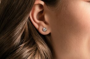 Ear studs Diamond Bowl in 9K yellow gold with diamonds 0.30ct G/SI