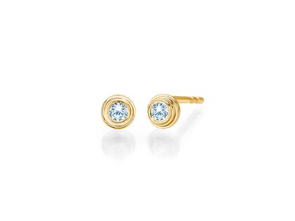 Ear studs Diamond Bowl in 14K yellow gold with diamonds 0.10ct G/SI