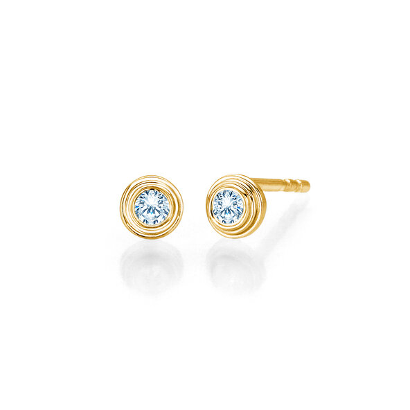 Ear studs Diamond Bowl in 14K yellow gold with diamonds 0.10ct G/SI