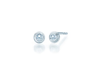 Ear studs Diamond Bowl in 14K white gold with diamonds 0.10ct G/SI
